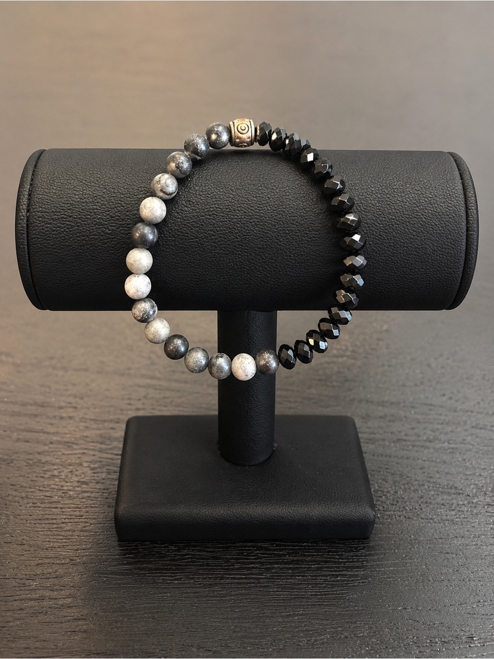 Black & Gray Beaded Stretch Bracelet
